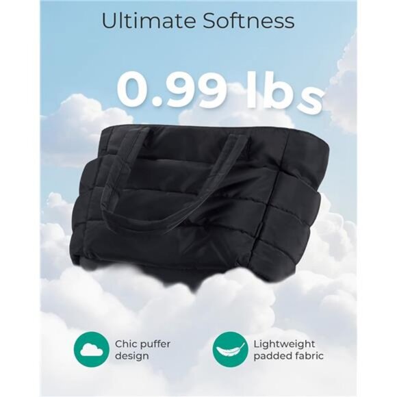 Tote Bag for Women, Lightweight Puffy Tote Bag with Compartments - Standard - Picture 5 of 7